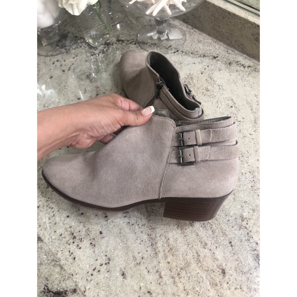 SAM EDELMAN "PETAL" Grey Suede Ankle Boots w/Buckle Sz 10 Booties - Picture 10 of 11